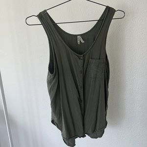 Army green button up tank